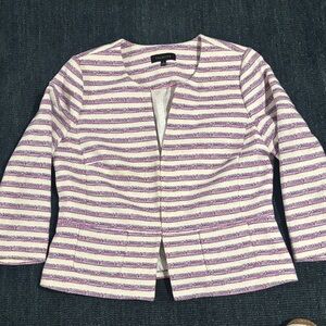 Talbots Women's Striped Blazer in Blue, Pink and White Size 12
